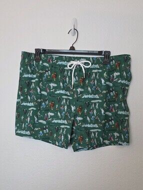 CRIQUET X DONALD ROBERTSON Par 3 Pool's Closed Green Swim Trunks Pockets Size XL